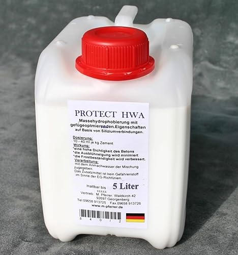 Beton Estrich Puzt Mörtel Zusatz - Wasserabweisend - Protect HWA -Massehydrophobierung (5L)