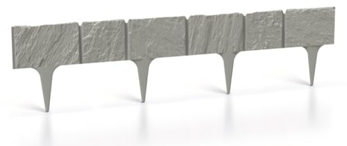 Rasenkante Gartenpalisade Palisade Beeteinfassung Beetumrandung 15,6m Beetabgrenzung Stein-Optik Mähkante Grau