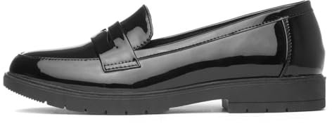 Lilley Annie Womens Black Patent Loafer - Size 6 UK - Black