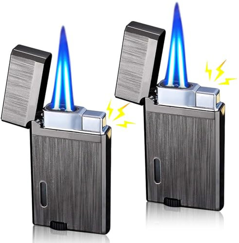 GBKDQQ 2 accendini a gas ricaricabili antivento con finestra visibile per cucina, barbecue, campeggio (senza gas)