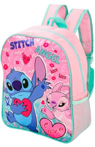 TDL Stitch Backpack Girls Kids Rucksack School Bag Character Carry Bag Pink Adjustable Shoulder Straps Premium Travel Backpacks Lilo