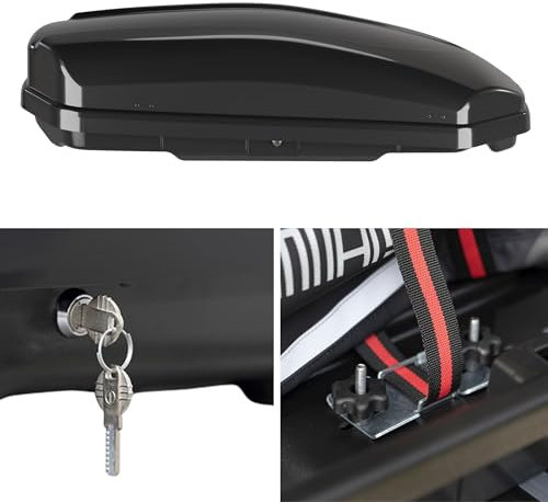 Dachbox Auto Gepäckbox VDP Satellite 330 - Dachkoffer für Auto 330l - Autobox Gepäck Dachkoffer schwarz - Roof Box Autodach mit Zentralverriegelung Universal geeignet für PKW, Vans oder SUVs