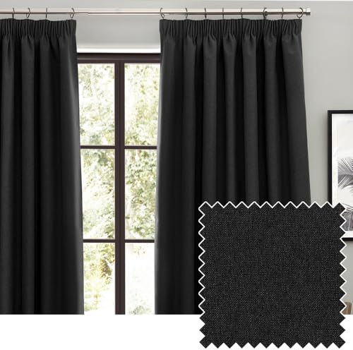 Furn. Cortinas Opacas Plisadas Dawn - Negro - 117 x 137 cm