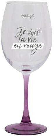 Sr. Wonderful – Vaso de vino – Veo la vida en rojo – Copa de vino con mensaje – Fabricada en cristal – Capacidad: 47 cl.