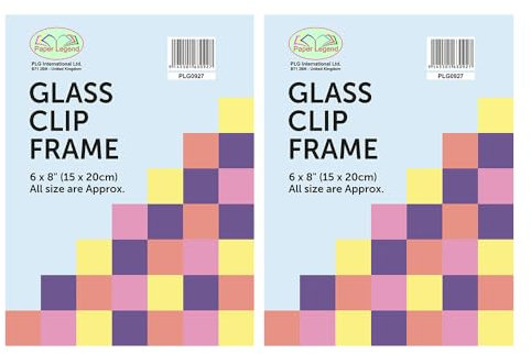 FotoStation Pack of 2 x Clip Frame 6 x 8 Inch/15cm X 20cm with Glass Front Frameless Clip Frames for Posters, Drawings & Illustrations