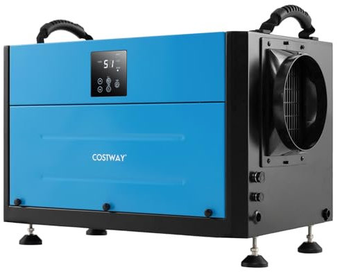 GOPLUS Deshumidificador Comercial, Deshumidificador Industrial Profesional, Deshumidificación Multifuncional, 3 Modos, 2 Métodos de Drenaje, Panel de Control, Temporizador (Azul)