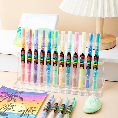 SASPOO 96 Colors Paint Markers, Dual-Color Acrylic Pens with Brush Tips, Double Tipped for Rocks & Art Supplies (48pcs/96colors)