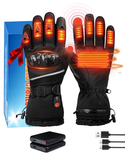 Olutula Heated Gloves for Men – Rechargeable Carbon Fiber Heated Motorcycle Gloves with Twin 7.4V 3000mAh Batteries | Touchscreen Electric Winter Riding Gloves for Cycling, Skiing & Outdoor Work (XL)