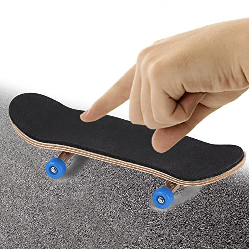 Mini-fingerskateboardset, lönnträ, legering, skridskoåkning, reducerar fingerboard, fingerboardmed låda för montering, skateboarding, sportspel (mörkblå)