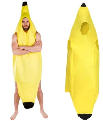 EYWILYWI Adult Banana Costume,Hilarious Yellow Banana Jumpsuit, Lightweight Comfortable Unisex Outfit for Halloween, Parties, Carnivals,Christmas,Perfect for Fun Themed Cosplay. (Yellow)