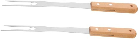 FUTUREORYY 2 pezzi Forchette da Carne in con Manico in Legno Ergonomico Forchette da Servizio Antiscivolo per Barbecue Grigliate e per Arrosti Pollo e Pizza