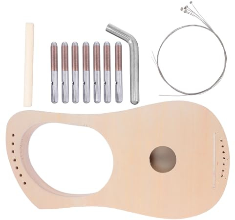 KICHOUSE Kit Fai da Te Arpa Lira in Legno 7 Corde, Strumento Musicale Manuale in Abete Suono Armonioso, Materiale per Artigianato Creativo e Attività Genitori-figli