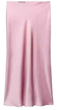 TRRYUIP Gonna A Tubino Satinata Gonna Lunga in Raso Rosa Dolce, Tinta Unita, Elegante, Sottile, Estiva, da Donna, Abbigliamento Festa Femminile(Pink,M)