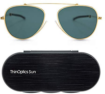ThinOptics Pilotenbrille Gold/Grün Polarisiert