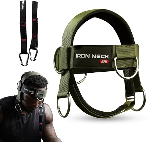 Iron Neck Harnais Alpha – Améliore la Force du Cou, optimise Les entraînements du Cou – Sangle de tête et Menton réglable avancée – L'ultime Appareil d'entraînement du Cou pour la Maison et la Salle