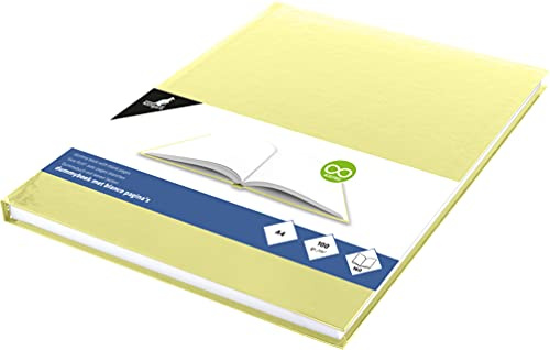 Kangaro KTC K-5350 Carnet de croquis vierge A4 avec couverture rigide jaune pastel, 80 feuilles, papier blanc 100 g sans acide, jaune pastel