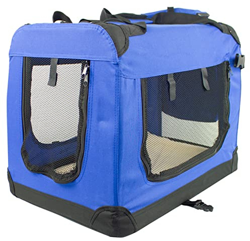 Mobiclinic, Transportín para Mascotas (Perros, Gatos, Conejos, Hurones, Chinchillas), Balú, Talla m, Bolsa de Transporte Viajes, con Asas, Transpirable, Plegable, 57x38x44 cm, Azul