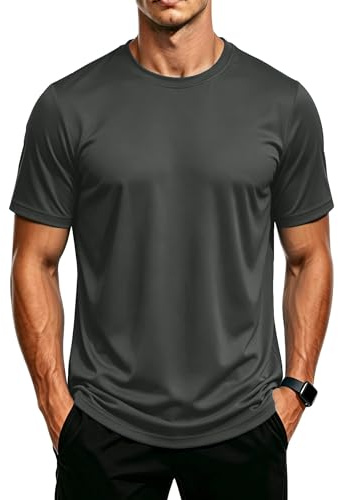 MAGCOMSEN Herr UV-skydd sportskjorta UPF 50+ snabbtorkande andningsaktiv Rashguard T-shirt, Mörkgrå, XXL