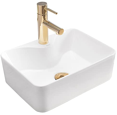 Rea Waschbecken Waschtisch Aufsatzwaschbecken Keramik Hochglanz Handwaschbecken Aufsatz Waschschale Kelly Mini Rechteckig 30x40 Weiß