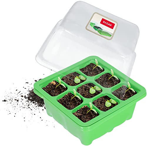 Serre d'intérieur KADAX, 14,5 x 14,5 cm, Mini Serre en Plastique, boîte de Propagation, kit de Propagation, Bol de Propagation avec Couvercle, Mini Serre (9 Trous de Plantation, Vert)