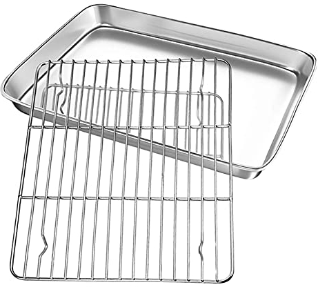 ACiyD Vassoio per teglie da Forno per tostapane da Cucina con Raffreddamento 12,4 x 9,7 x 1 Pollice Sostituzione di teglie per Biscotti in Acciaio Inossidabile, teglia da Forno