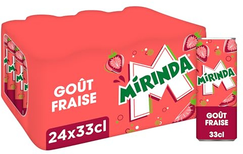 MIRINDA Soda Saveur Fraise - Lot de 24x33cl