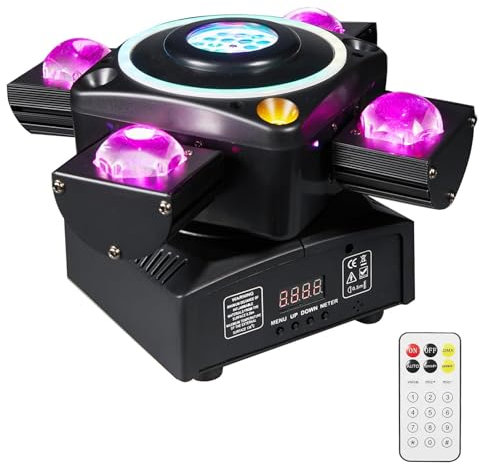 Moving Head - Luci da palcoscenico LED DJ con controller DMX512, attivazione del suono, 4 perline LED RGBW da 12 W, effetto stroboscopico dimmer