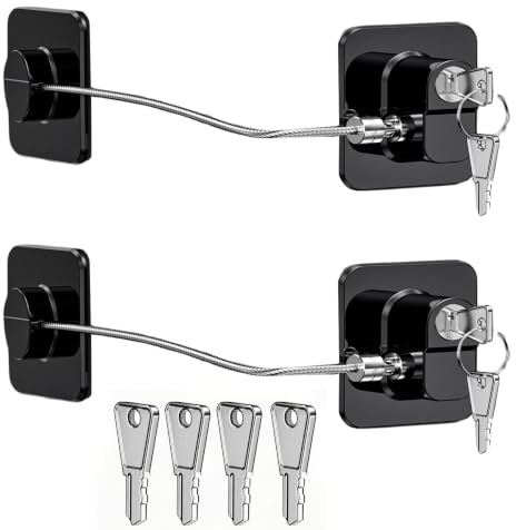 2 Pezzi Candado Nevera con llave, Cerradura Frigorifico para Niños y Bebés, Cierre Puerta de Seguridad para, Armario, Puertas de Gabinetes, Cajones y Bloqueo de Ventanas (2 Pezzi- Negro)