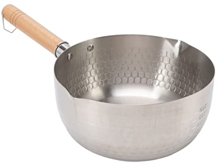 Fyearfly Cacerola antiadherente de acero inoxidable de 20 cm, olla de fideos japoneses, mango de madera, versátil para pollo frito, verduras, sopa, herramientas de cocina