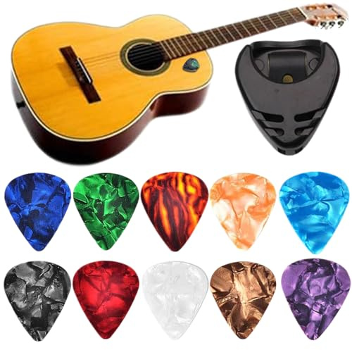 Púas De Guitarra – ABS 0,46 Mm | Juego De Púas Y Soportes Para Púass De Guitarra De Colores De 10 Piezas | Kit De Ukelele Y Púa Acústica De Colores Aleatorios | Accesorios De Guitara Yy