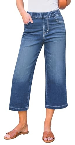 Roskiky Cropped Jeans Ladies Cropped Trousers Crop Jeans for Women UK Medium Blue XL