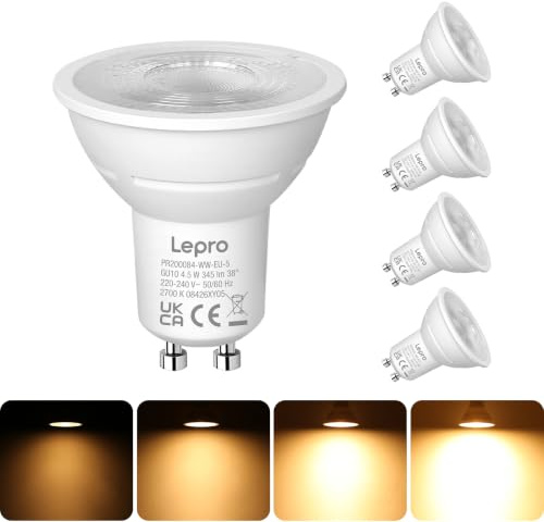 Lepro Bombilla LED GU10 Regulable 4.5W(Equivalente a 50W) 345lm 2700K 5PC