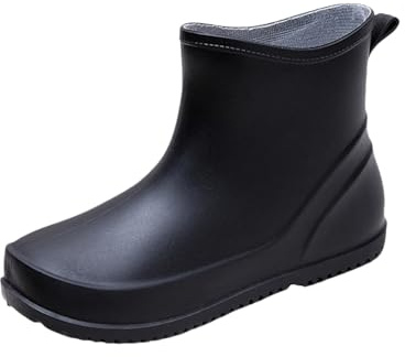 Generisch Bottes en caoutchouc mi-hautes pour femme, imperméables, antidérapantes, semelles confortables, extra larges, chaussures de pluie en caoutchouc, tige courte, tige large, bottines, jardin
