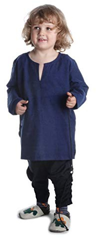 HEMAD Tunica per Bambini in Cotone, Colore: Rosso, Blu, Verde, Marrone, Beige - Blu S/M