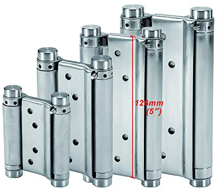 LOOTICH Cerniera in Acciaio Inox Doppia Azione per Porte a Battente Cerniere (126mm) a Molla di Chiusura Cutomatica per Anta Battente Bancone Bar e Caffetteria Fino a 25kg (2 PCS)