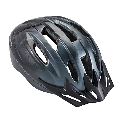 Schwinn Intercept Helmet for Adults, Black, Size 58 - 62 cm for Riders Ages 14+, Lightweight Microshell, Adjustable Dial and Straps, Interior Padding, 10 Air Vents, Removable Visor, Adult Bike Helmet