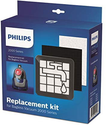 Philips XV1220/01 Ersatz-Filter-Set für beutellose Staubsauger Serie 2000, Schwarz/Weiß