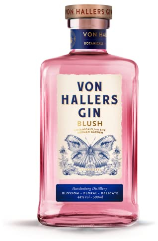 VON HALLERS GIN Blush I Dry Gin I Florale Frische im Geschmack I Botanicals des deutschen Blumengartens I 44% Vol. I 0,5 l