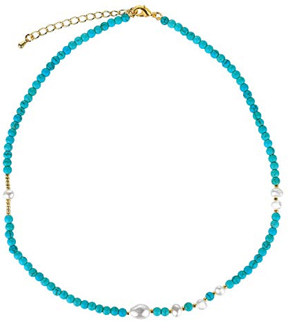 KELITCH Collana con perline turchesi collana con perle conchiglia girocollo collane con ciondoli da donna