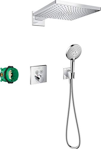 hansgrohe Duschset Raindance E 300 Unterputz (6 in 1), Duschsystem mit Kopfbrause, Duschthermostat, Duschkopf, Duschschlauch inkl. Grundkörper und Halterungen, Chrom