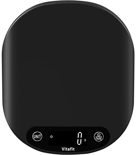 Vitafit 33lb/15kg Digital Food Scale in High Precision 0.1oz/1g, Our Own Kitchen Scale Professional Factory Since 2001, Home and Kitchen Essentials for Cooking and Baking, LED, 3*AAA Batteries, Black
