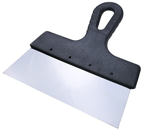 AERZETIX - C55087 - Spatola per facciate trapezoidale inossidabile 200x200mm - coltello per intonaco/stucco/vernice - lisciatura giunto cartongesso - utensile per stuccatore - manico in plastica