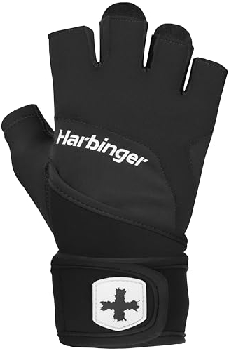 Harbinger Training Grip Wristwrap 2.0 Handschuhe für Gewichtheber, Unisex, Schwarz, Small