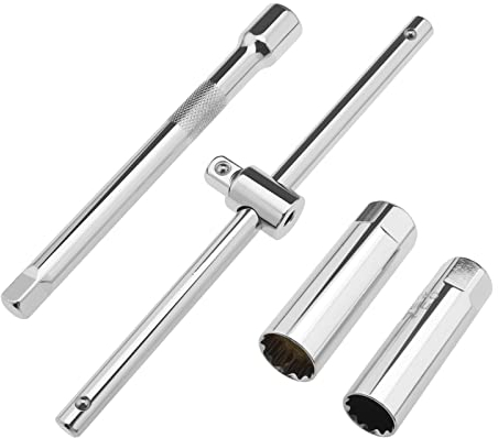 The Lord of the Tools 3/8 Spark Plug Wrench Remover Installer Tool Set with 14mm and 16mm Spark Plug Socket 3/8 Drive T Handle Wrench Chrome Vanadium