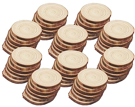 JOIKIT 60 PCS 6-7cm Natural Wood Slices, Unfinished Wood Discs, Wooden Log Slices Wood Circles for DIY Crafts Decoration