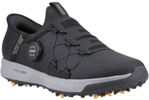 Skechers Go Golf Elite Vortex Slip Ins - Tenis para Hombre, Tela sintética Negra y Ribete Gris, 42 EU