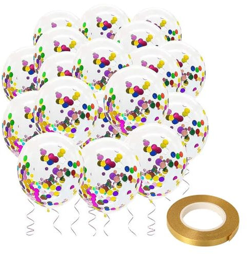 Ballons À Paillettes 20 Pièces, 1 Rouleau De Ruban, Décoration De Mariage, Ballons Latex Pour Fête, Confettis Colorés