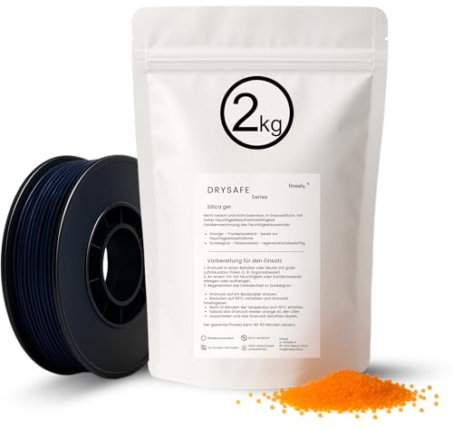 Fineely® Kiselgel 2 kg granulat (2–5 mm) orange kiselgel för fuktabsorption | Ändrar färg till grön | regenererbar i ugn | återanvändbar | perfekt för bil, skåp och lager