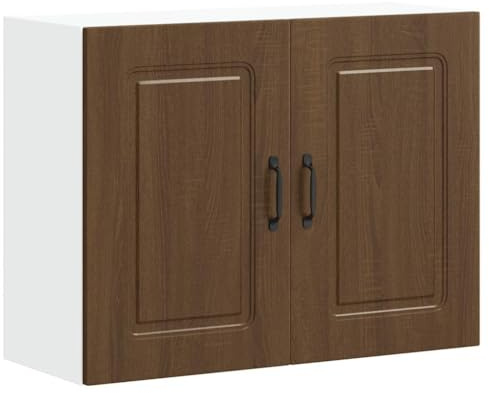 vidaXL Pensile da Cucina Kalmar Rovere Marrone in Legno Multistrato, Armadio da Cucina a Parete con Porte, Montato