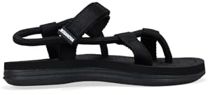 BOSANOVA Sandalias Deportivas para Mujer confeccionadas en Material Textil Color Negro con Tira de Dedo y Suela Plana de Goma. Cierre automático. Calzado para Mujer Negro 39